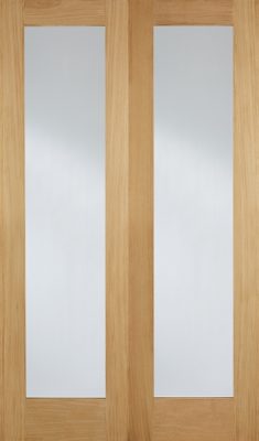 Internal Oak Pattern 20 (CLEAR GLASS) Un-Finished Pair Solid Core - LPD