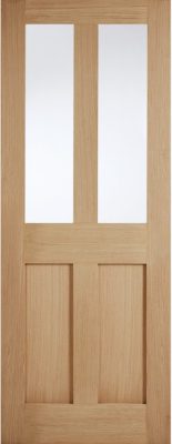 Internal Oak London (CLEAR GLASS) Solid Core Un-Finished Door