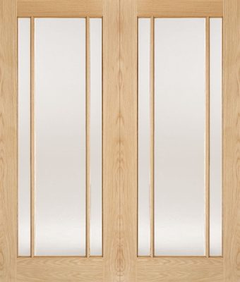 Oak Lincoln (OBSCURE GLASS) Rebated Pair Un-Finished - DF