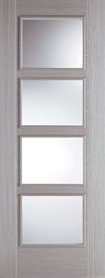 Internal Light Grey Vancouver (CLEAR GLASS) Pre-Finished Solid Core Door