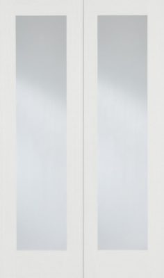 Internal White Primed Pattern 20 (CLEAR GLASS) Pair - Rebated - Solid Core - LPD