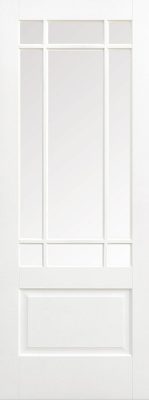 Internal White Primed Downham (CLEAR BEVELLED GLASS) Solid Core Door