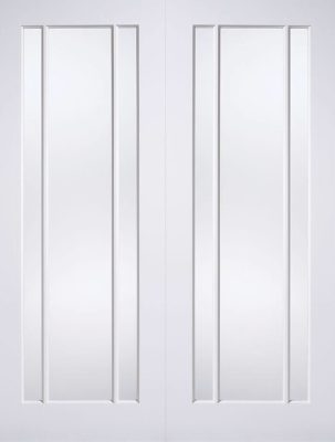 Internal White Primed Lincoln Glazed Pair  Solid Core Doors LPD