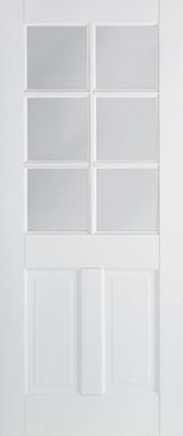 Internal White Primed Canterbury (CLEAR GLASS) Solid Core Door