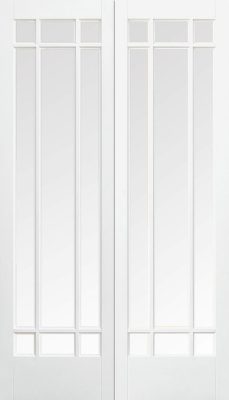 Internal White Primed Manhattan (BEVELLED GLASS) Pairs - Solid Core - LPD