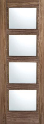 Internal Walnut Vancouver (CLEAR GLASS) Pre-Finished Solid Core Door