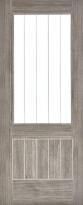 Internal Light Grey Laminate Mexicano (CLEAR GLASS FROSTED LINES) Pre-Finished Door