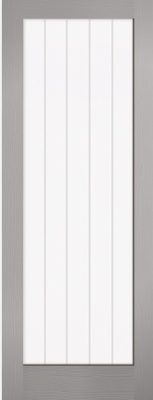 Internal Grey Textured Vertical (CLEAR GLASS ETCHED LINES) Pre-Finished Door