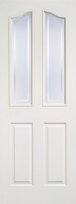 Internal White Primed Mayfair (OBSCURE GLASS CLEAR LINES) Woodgrain Door