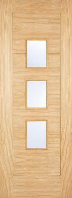 External Oak Arta 3 L Un-Finished (OBSCURE GLASS) Door