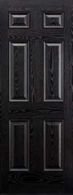 External Colonial 6P Black and White GRP Composite Door