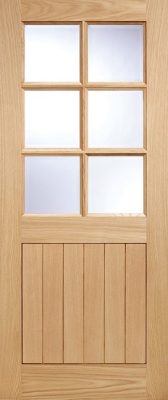 External Oak Cottage 6L Full Door (CLEAR GLASS) Un-Finished Door