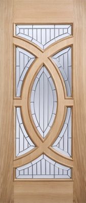 External Oak Majestic (ZINC CLEAR BEVELLED GLASS) Un-Finished Door
