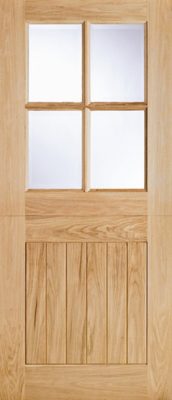 External Oak Cottage Stable 4 Light (CLEAR GLASS) Un-Finished Door