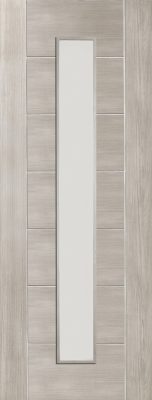 Internal White Grey Laminate Palermo (CLEAR GLASS) Pre-Finished Door