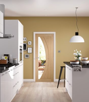 Internal Oak Salerno (CLEAR GLASS) Pre-Finished Solid Core Door