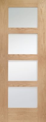 Internal Oak Shaker 4 Panel (CLEAR GLASS) Pre-Finished - XL