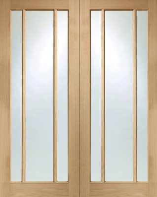 Internal Oak Worcester (CLEAR GLASS) Rebated Pair Un-Finished Door XL