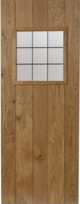 Internal Solid Oak Patterdale Ledged Button Bead Un-Finished Clear Glass Leaded Door