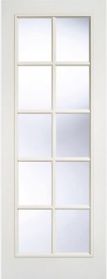 Internal White Primed Moulded Woodgrain SA 10L (CLEAR GLASS) Door