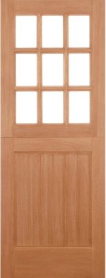 External Hardwood Stable 9 Light Square Top Un-Glazed (NO GLASS) Un-Finished Door
