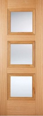 Internal Oak Amsterdam (CLEAR GLASS) Pre-Finished Door