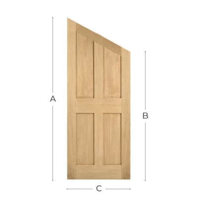 Oak Un-Finished 4 Panel Shaker Style Straight/Angled Custom Door