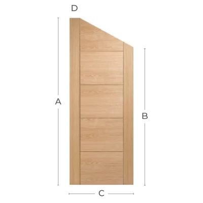 Oak Un-Finished 5 Panel Vanc Straight/Angled Custom Door