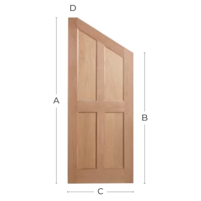 Oak Un-Finished 4 Panel Straight/Angled Custom Door