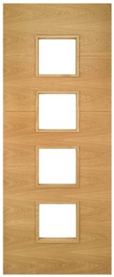 Internal Oak Augusta (CLEAR GLASS) Solid Core FD30 44mm Pre-Finished Fire Door
