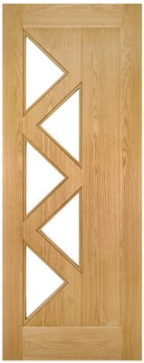 Internal Oak  Ely 5P (CLEAR GLASS) Pre-Finished Door