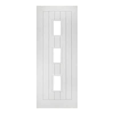 Internal White Primed Ely 3L (CLEAR GLASS) Solid Core Door