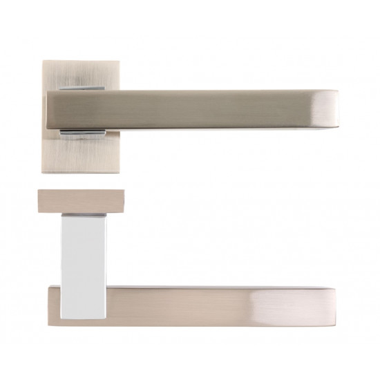 Argo Satin Nickel/Polished Chrome Lever on Rose Door Handle (Per Pair)