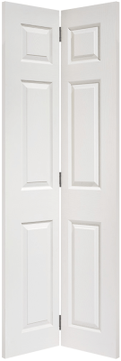 Internal White Primed 6 Panel Textured Bi-Fold Door