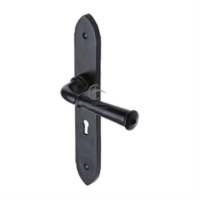 External/Internal Black Iron Hadley Door Handle on Plate