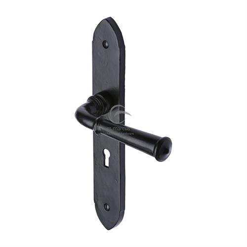 External/Internal Black Iron Hadley Door Handle on Plate