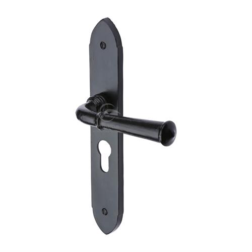 External/Internal Black Iron Hadley Door Handle on Plate - Image 4