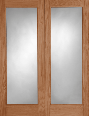 External Oak Un-Finished Rebated (CLEAR GLASS) Pattern 20 (RHPO) Door Pair
