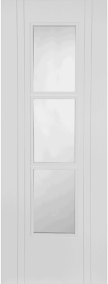 Internal White Primed Capri 3 Light (CLEAR GLASS) Smooth Semi Solid Core Door