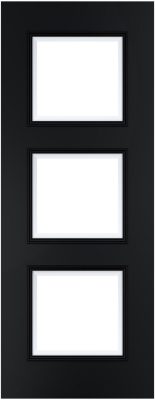 Internal Black Pre-Finished Solid Core Trinity (CLEAR BEVELLED GLASS) Door