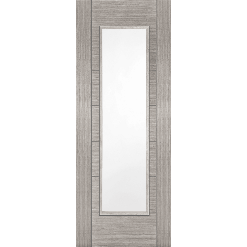 Internal Light Grey 1 Light (CLEAR GLASS) Corsica Pre-Finished Solid Core FD30 44mm Fire Door