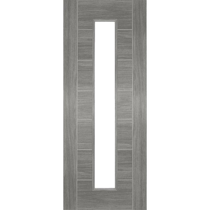 Internal Grey Laminate 1 Light (CLEAR GLASS) Corsica Pre-Finished Solid Core FD30 44mm Fire Door