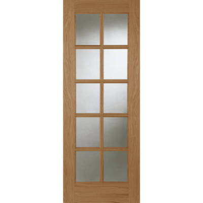Internal Oak 10 Light (Clear Bevelled Glass) Un-Finished Door