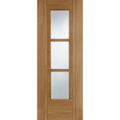 Internal Oak Capri 3 Light (CLEAR GLASS) Pre-Finished Solid Core FD30 44mm Fire Door