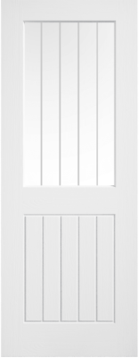 Internal White Primed Textured (CLEAR GLASS FROSTED LINES) Standard Core Mexicano Door