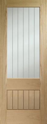 Internal Oak Suffolk Original 2XG (CLEAR ETCHED GLASS) Pre-Finished FD30 44mm Fire Door