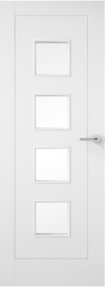 Internal White Primed 1 Panel 4 Light (CLEAR GLASS) FD30 44mm Fire Door