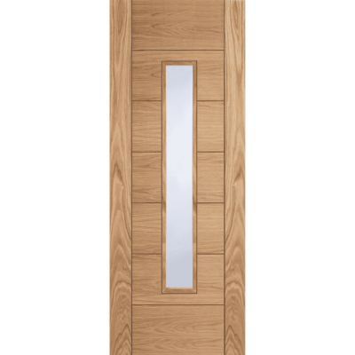 Internal Oak Corsica 18G (CLEAR GLASS) Pre-Finished Solid Core FD30 44mm Fire Door
