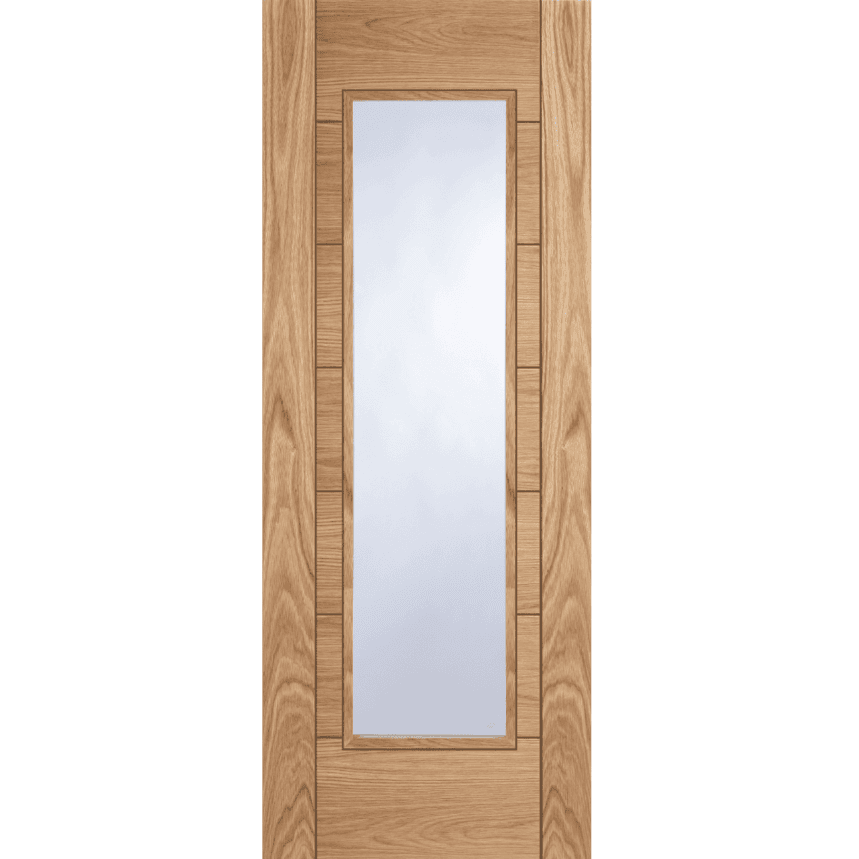 Internal Oak Corsica 1 Light (CLEAR GLASS) Pre-Finished Solid Core FD30 44mm Fire Door