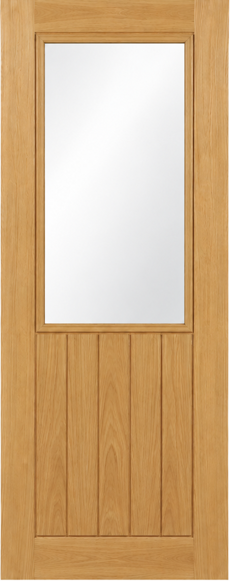 Internal Oak Ely Pre-Finished (CLEAR GLASS) FD30 44mm Fire Door